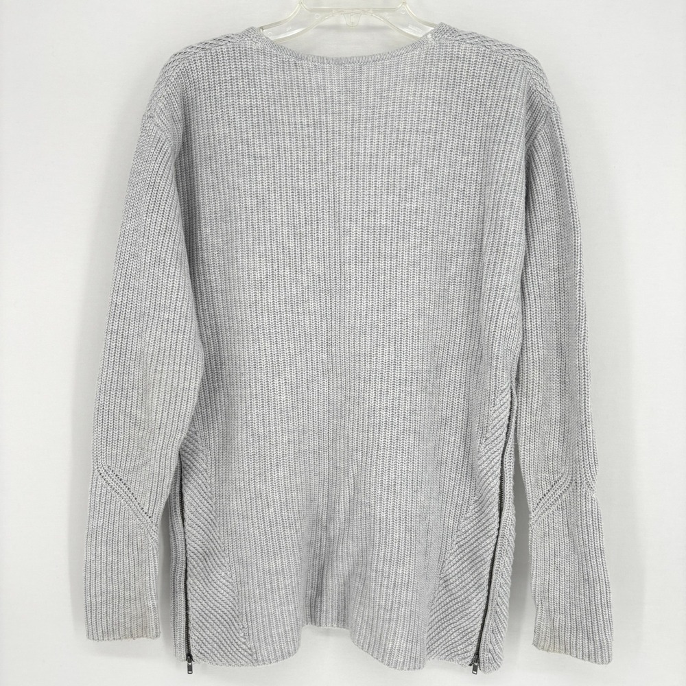 Cabi Gray Minimalist Cozy Ribbed V Neck Side Zip Sweater Capsule Womens S - Picture 5 of 8